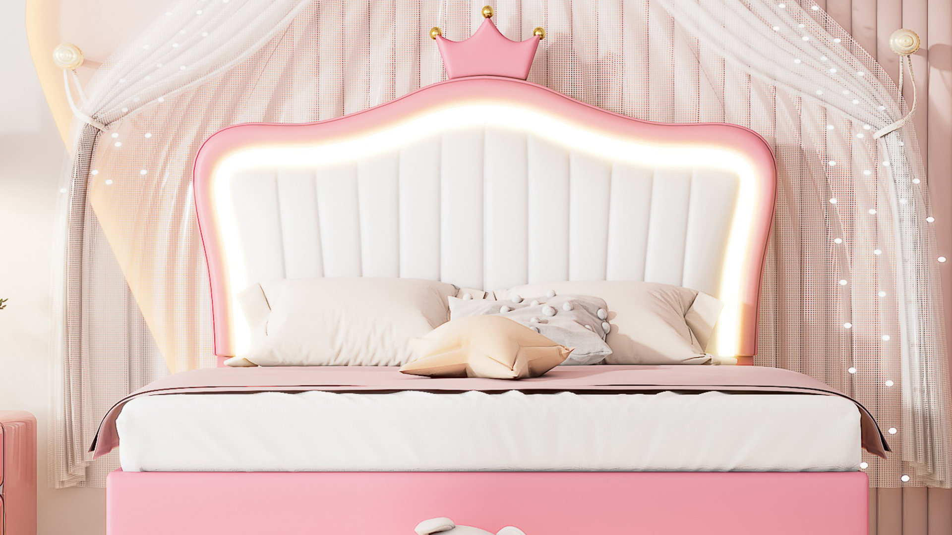 Amazon.com: Merax Queen Size Princess Bed with Crown Headboard
